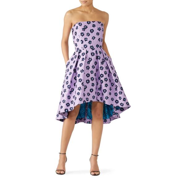 Shoshanna Novara Purple printed crepe Dress Size 12 - Picture 2 of 10